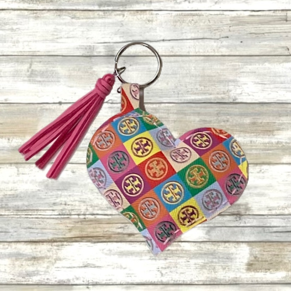 Handmade Faux Leather Heart Keychain bag charm